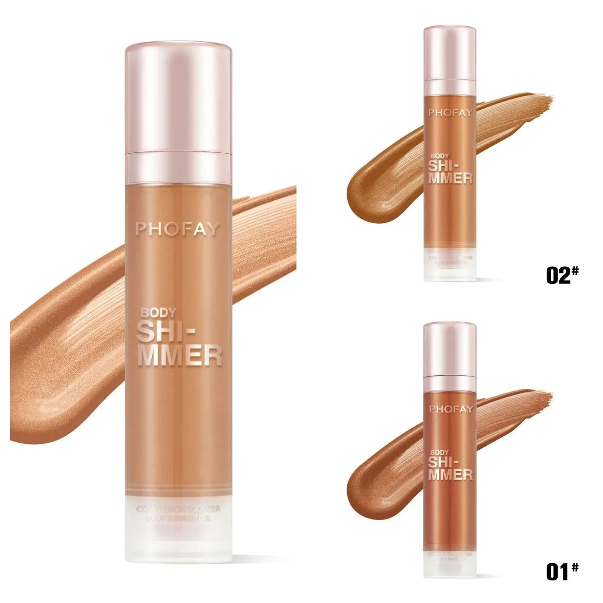 PHOFAY Body Shimmer Oil 25ml lightweight silky shimmering body oil in colours 01, 02, 03, or Set