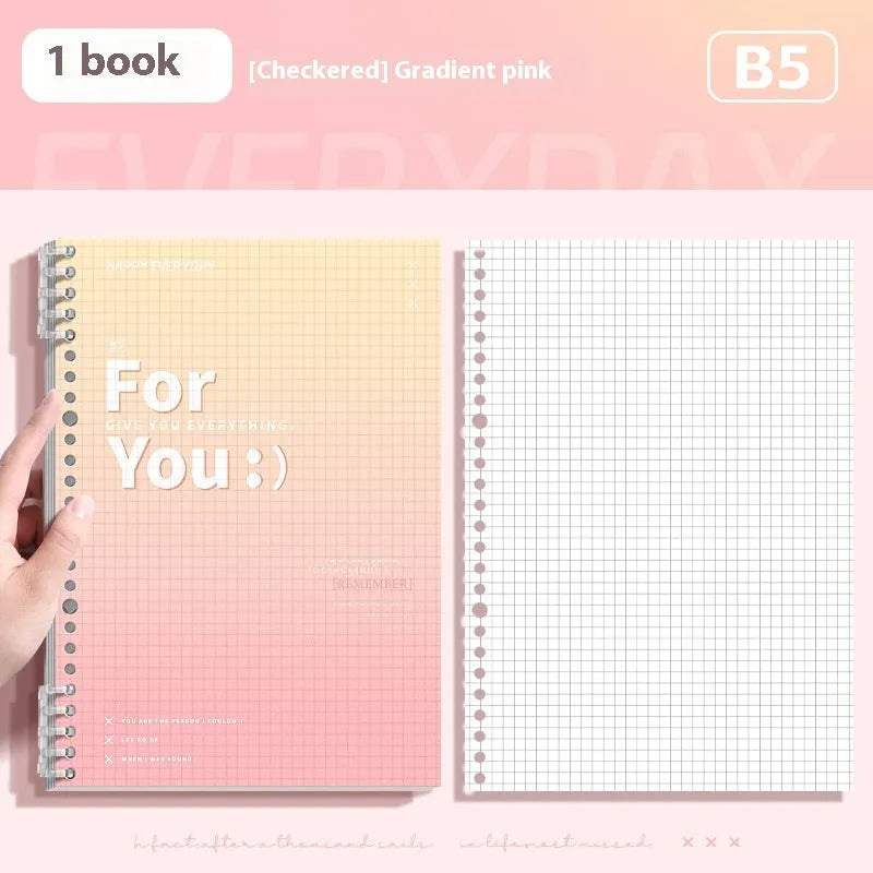 Removable coil gradient notepad in green, blue, pink, or purple with PP cover and wood-free paper