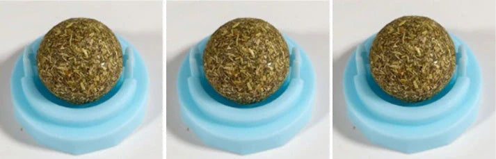 Self-adhesive rotated catnip lick ball for cats, natural play stimulation