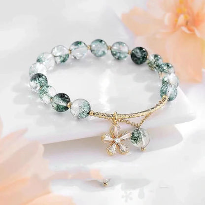 Small Design Crystal Bracelet with Green Ghost Beads for Women