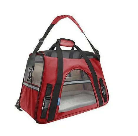 Breathable portable pet strap handbag in oxford cloth and nylon mesh for small dogs and cats, available in 11 colours.