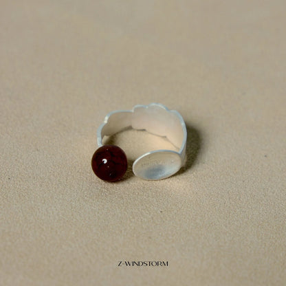 Small silver-tone stewed pork spoon shaped jewellery ring or bracelet with diamond design