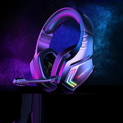 Black RGB version wireless over-ear Bluetooth headset with noise cancellation