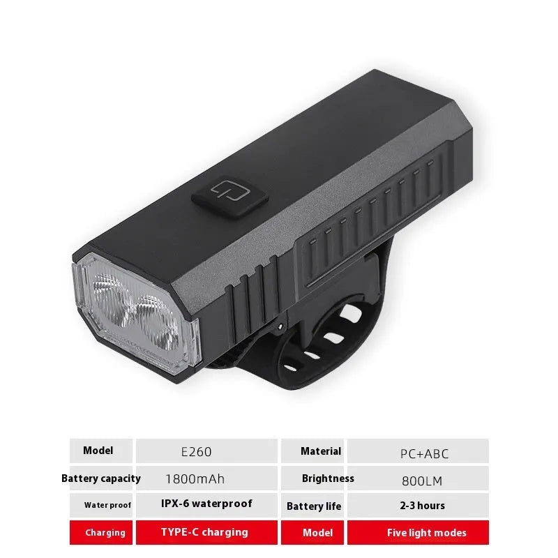 USB rechargeable bicycle headlight and taillight set with mounting bracket for night cycling safety