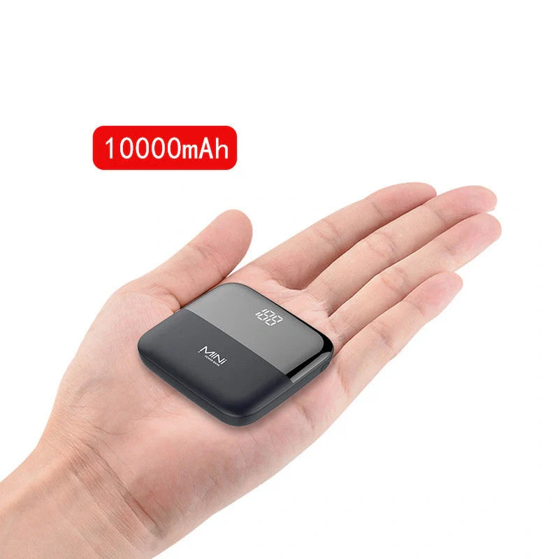 10000mAh Mini Power Bank in various colors with USB Type-C and Micro USB inputs