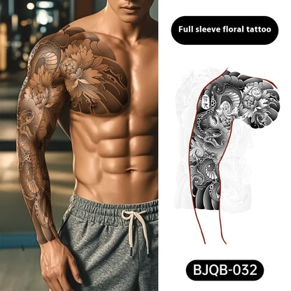 Retro traditional simulation flower arm body sticker sheet, 520mm x 370mm, transfer printing, BJQB pattern options