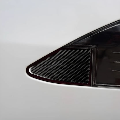 Carbon fibre decorative sticker for car USB charging port panel with 3M adhesive backing.