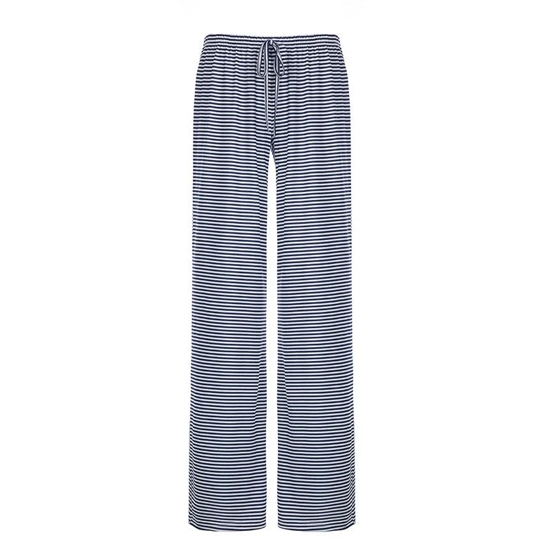 Stylish women's striped wide-leg trousers with lace-up detail in various colors