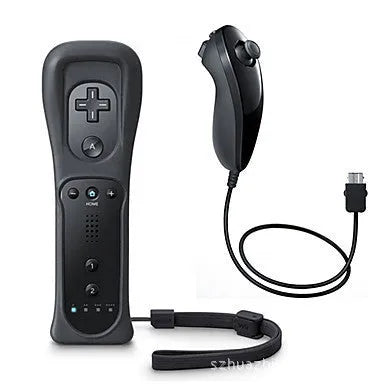 Wii left and right hand gamepad controllers with rubber sleeve and hand strap in multiple colour options