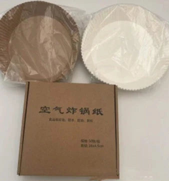 Disposable air fryer liners made from high-quality parchment paper, designed to keep your air fryer clean and your meals healthy