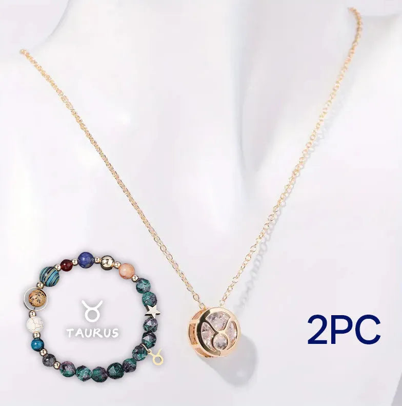 Natural stone beaded necklace and bracelet jewellery set showing 55cm length and 6mm bead size