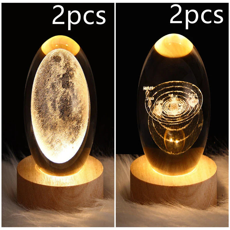 Enchanting galaxy crystal ball night light with 3D pattern, creating a mesmerizing celestial display for bedroom decor