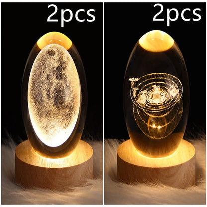 Enchanting galaxy crystal ball night light with 3D pattern, creating a mesmerizing celestial display for bedroom decor