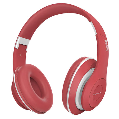 Blue and red Bluetooth wireless stereo headset for hands-free calls and music.