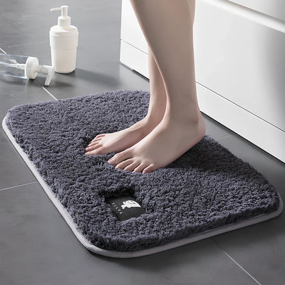 Rectangular anti-slip bathroom mat with polyester fibre construction in multiple colour options