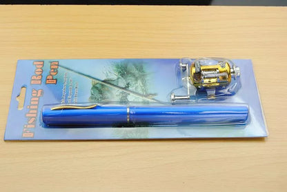 Telescopic drum pen rod fishing gear set for ice fishing in various colors