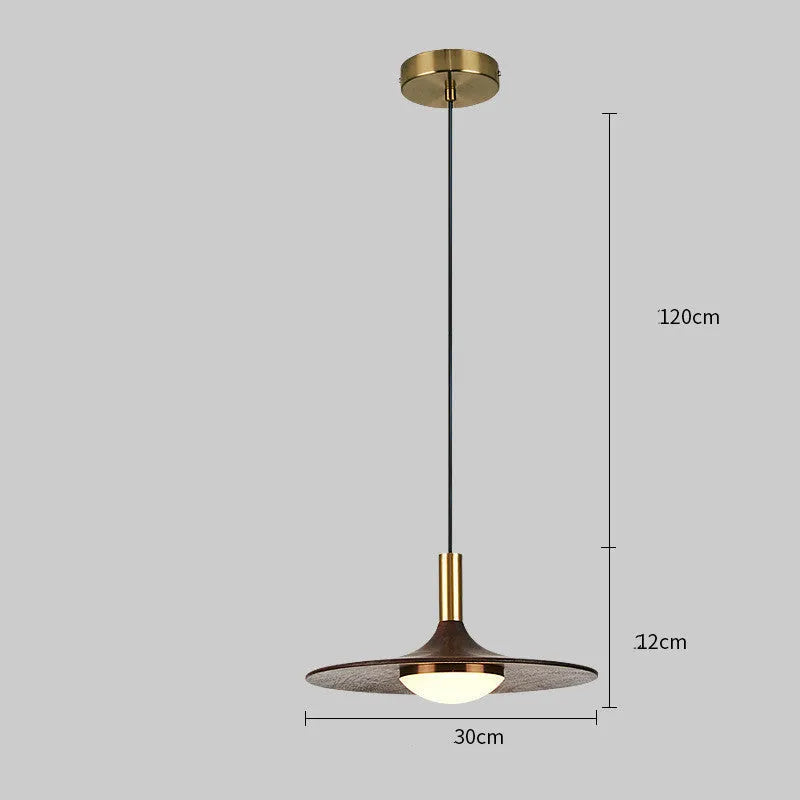 Personalised bar chandelier with walnut wood body and copper accents in modern Chinese style
