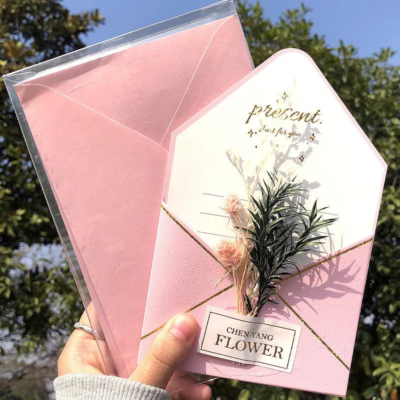 Handmade 3D butterfly greeting card with stand-up artificial flowers on coated paper, 16x10.5cm