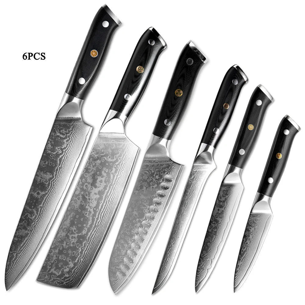 Premium Japanese Damascus steel kitchen knife set for professional and home use
