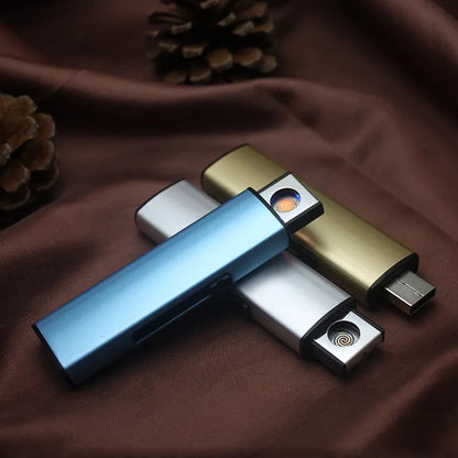 Set of 20 rechargeable metal cigarette lighters in various colours showing windproof design