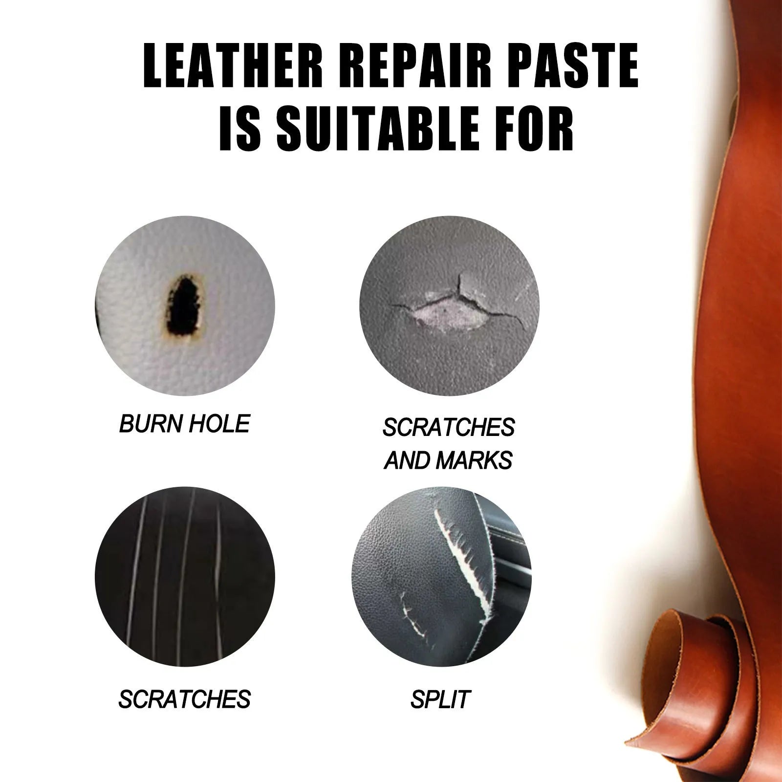 60ml tube of leather repair paste for car seat and sofa scratches