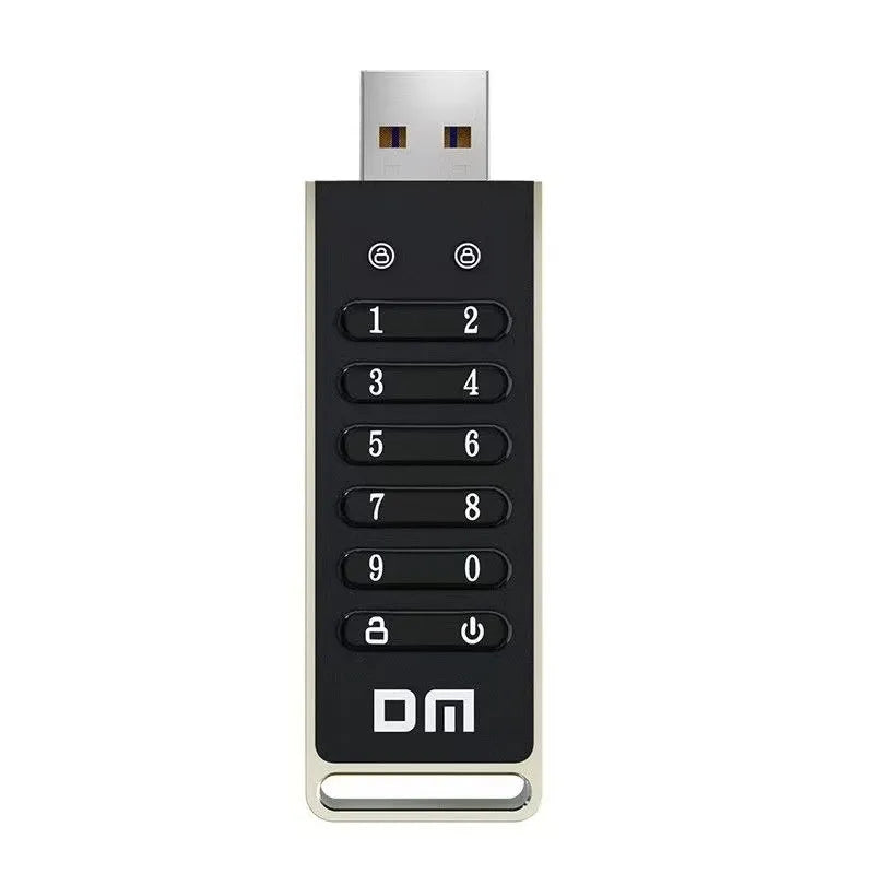 Metal fingerprint security USB flash drive with USB 3.0 connector showing biometric sensor