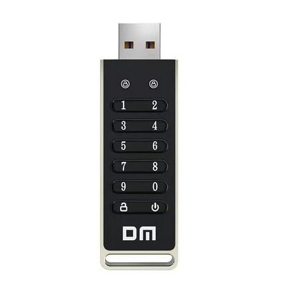 Metal fingerprint security USB flash drive with USB 3.0 connector showing biometric sensor