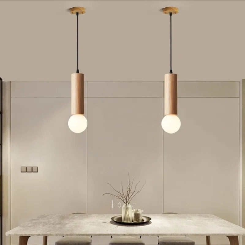 Wood chandelier ceiling light in single head 11cm, 21cm, 31cm or three and six head plate options, 220V E27.