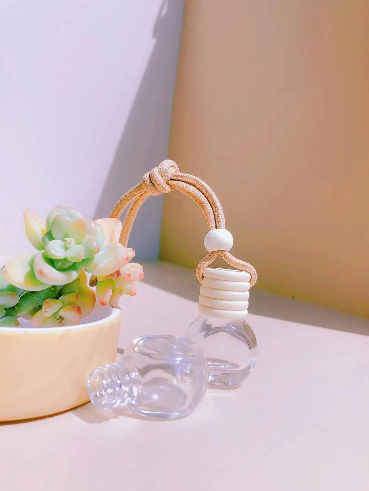 Car perfume pendant fragrance with glass bottle in four style options