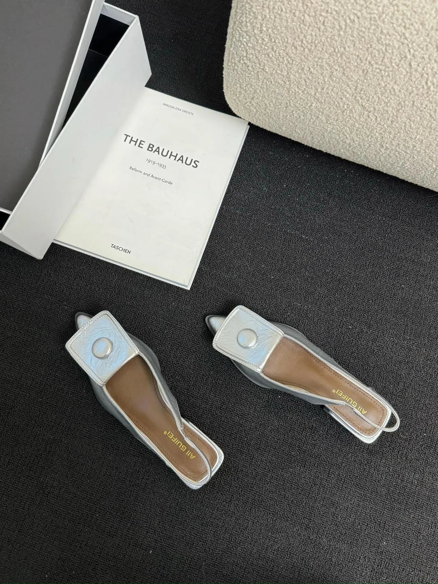 Women's pointed toe low heel sandals with back strap in apricot colour