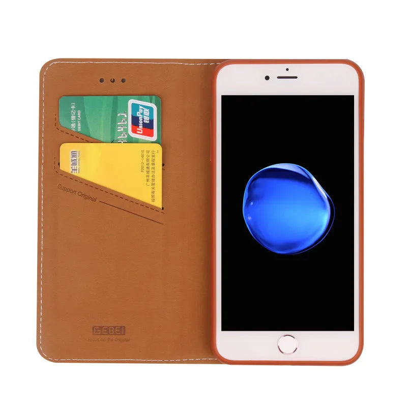 Business Phone Case Wallet Style for iPhone 6 to XS Max Models with Imported PU Leather Construction Available in Black Blue Brown Khaki Pink Colour Options for Professional Use
