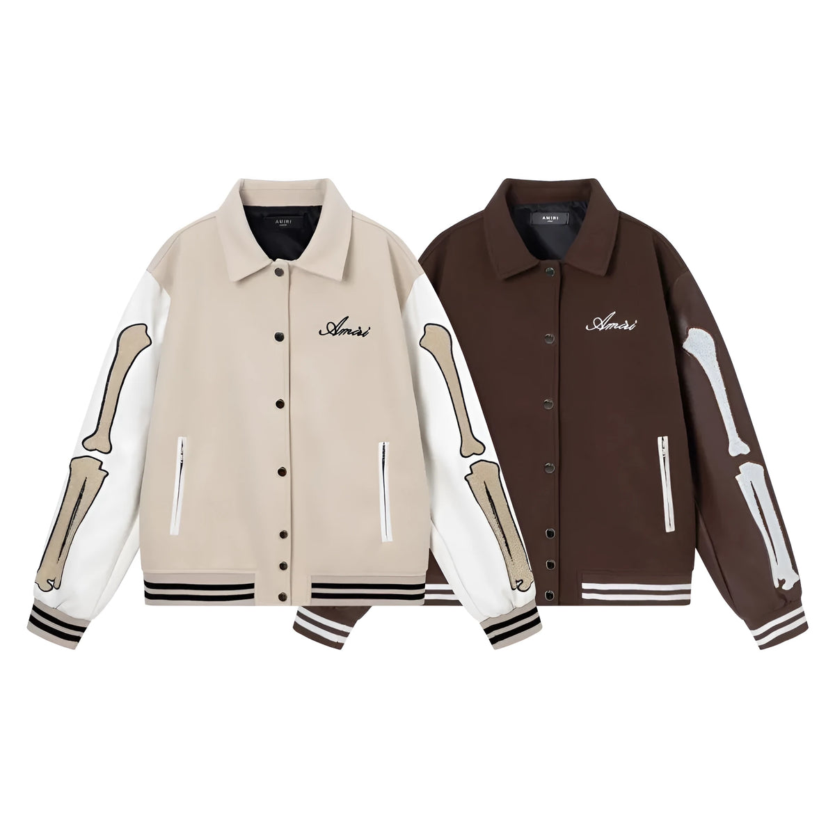 Bone embroidered wool blend jacket in apricot colour with autumn winter floral stickers