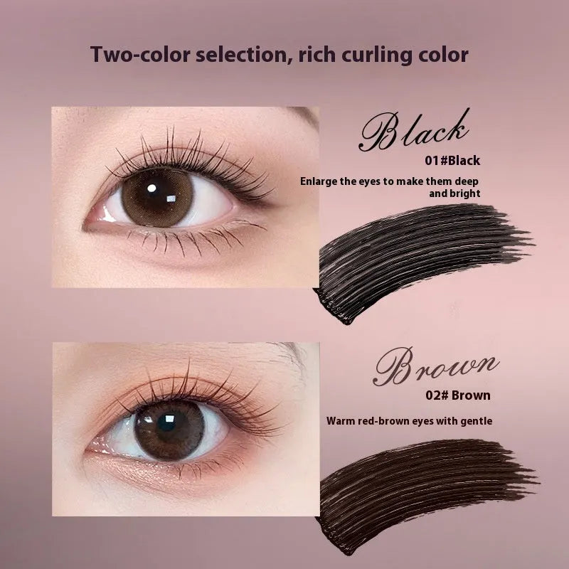 Black and brown long curling long-lasting mascara with fibre brush applicator