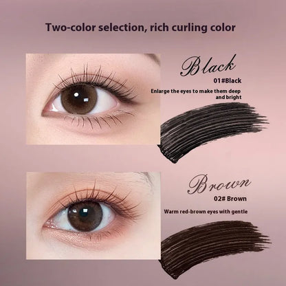 Black and brown long curling long-lasting mascara with fibre brush applicator