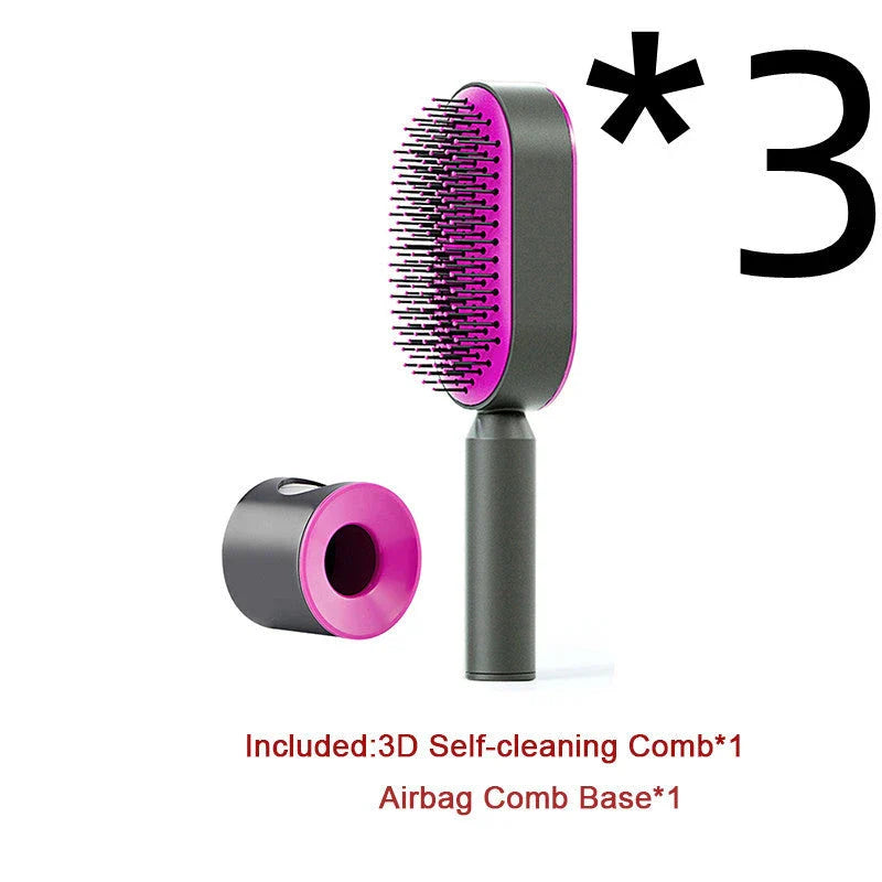 Premium self-cleaning hair brush with airbag massage technology for smooth, healthy hair