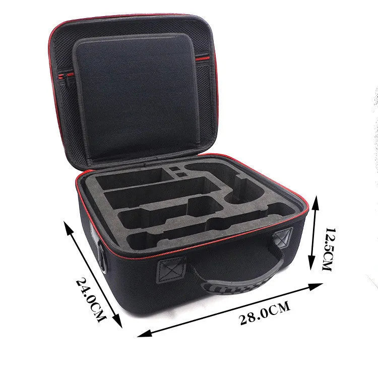 Black EVA game console accessory storage bag shown in two available sizes.