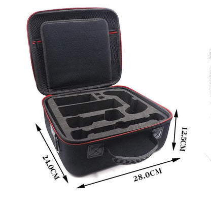 Black EVA game console accessory storage bag shown in two available sizes.
