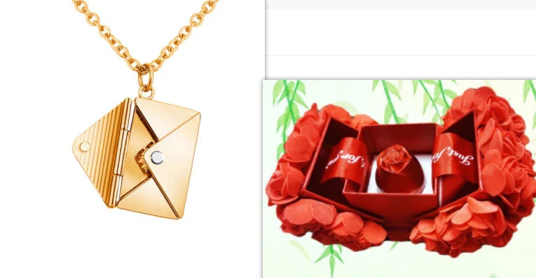Stylish envelope pendant necklace made of premium titanium steel, with adjustable length and versatile design for any occasion