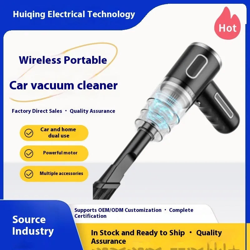 Portable dust collector with dual USB power for car and home use, featuring low noise operation between 36-45dB and available in black or green colour with retro simple national trendy style options for personal space cleaning.