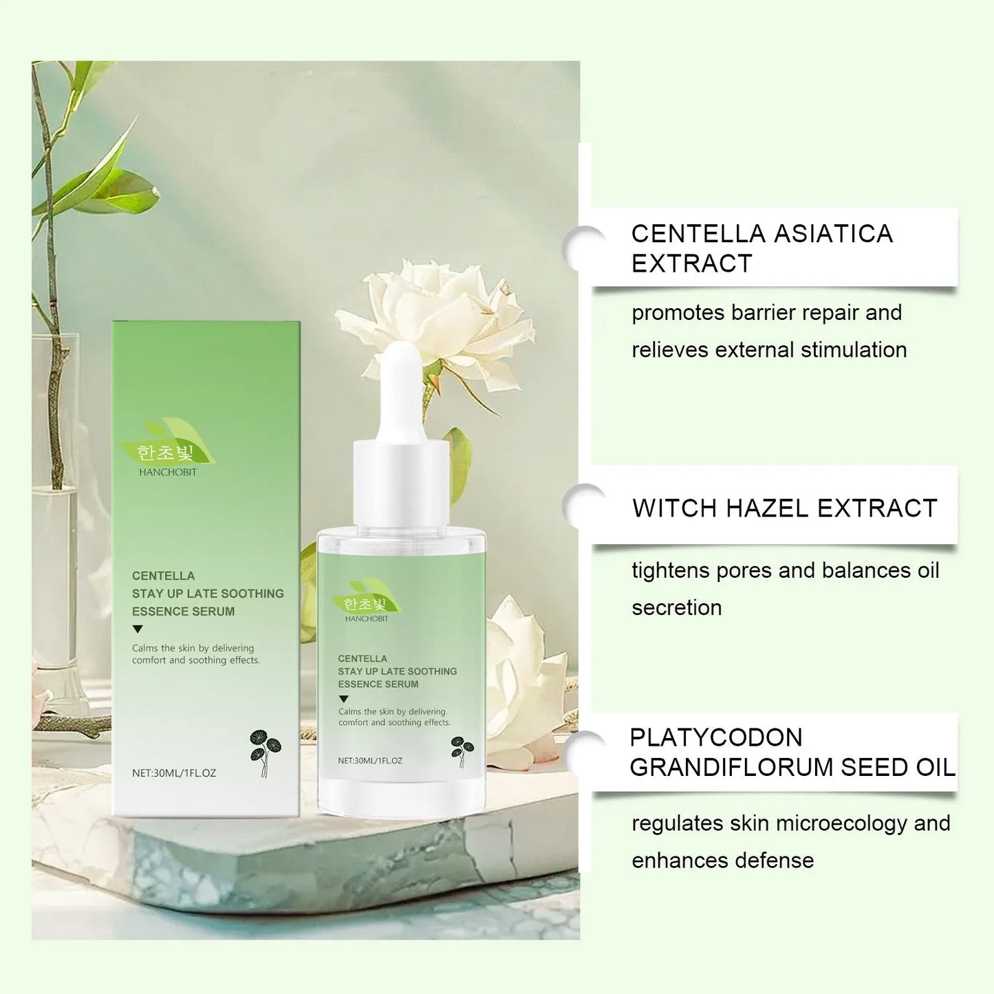 30ml Centella asiatica soothing solution bottle for sensitive skin skincare