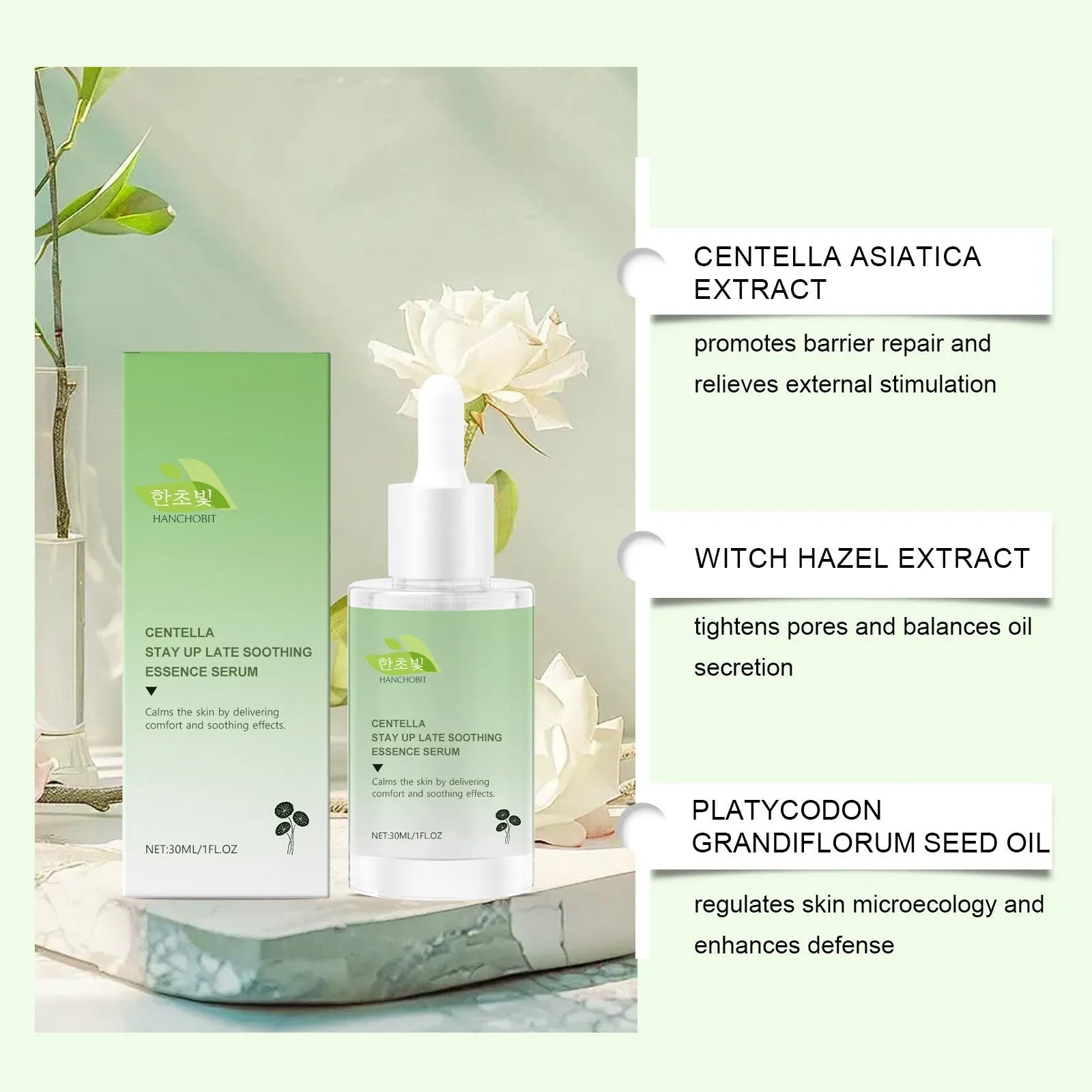 30ml Centella asiatica soothing solution bottle for sensitive skin skincare