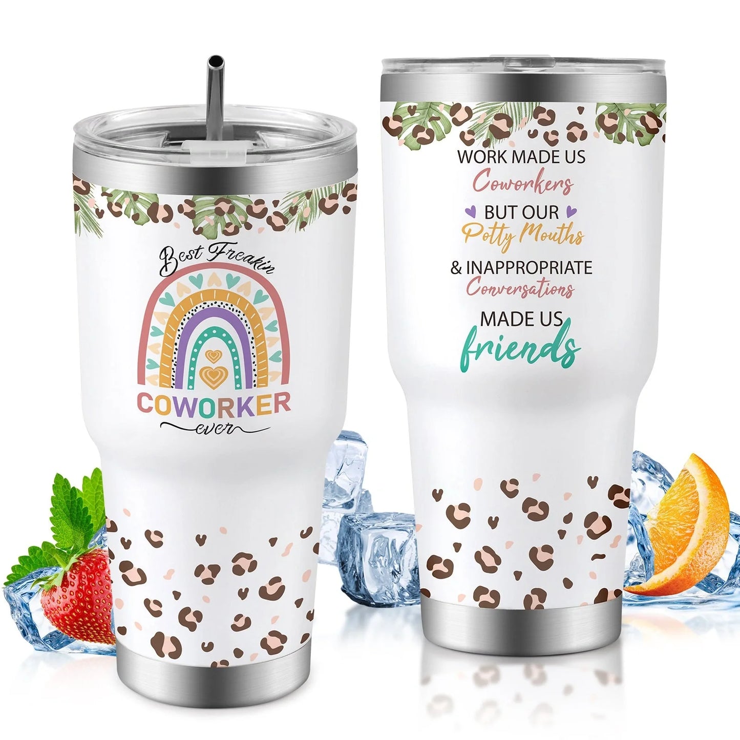 30oz insulated travel mug for car, keeps drinks hot or cold, spill-proof lid