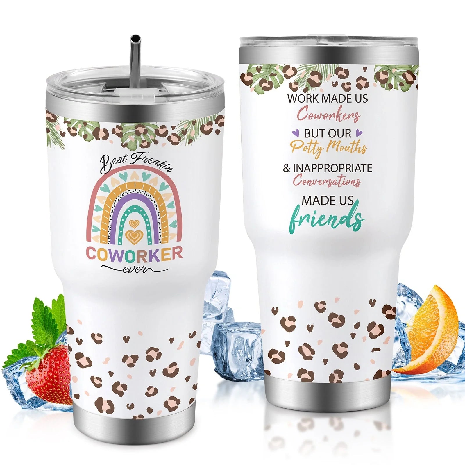 30oz insulated travel mug for car, keeps drinks hot or cold, spill-proof lid