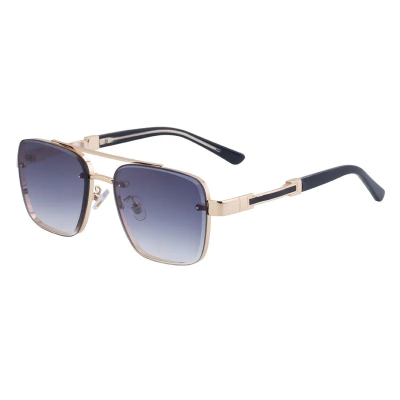 Men's vintage style sunglasses with UV protection in gold double gray colour option