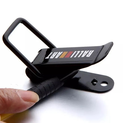 Black car bumper drag hook lock catch, approximately 117mm large trunk buckle assembly, single unit.