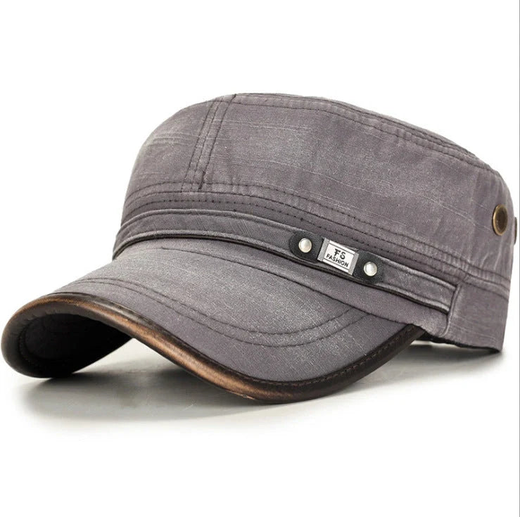 Men's stylish cotton flat cap with adjustable fit and sun protection