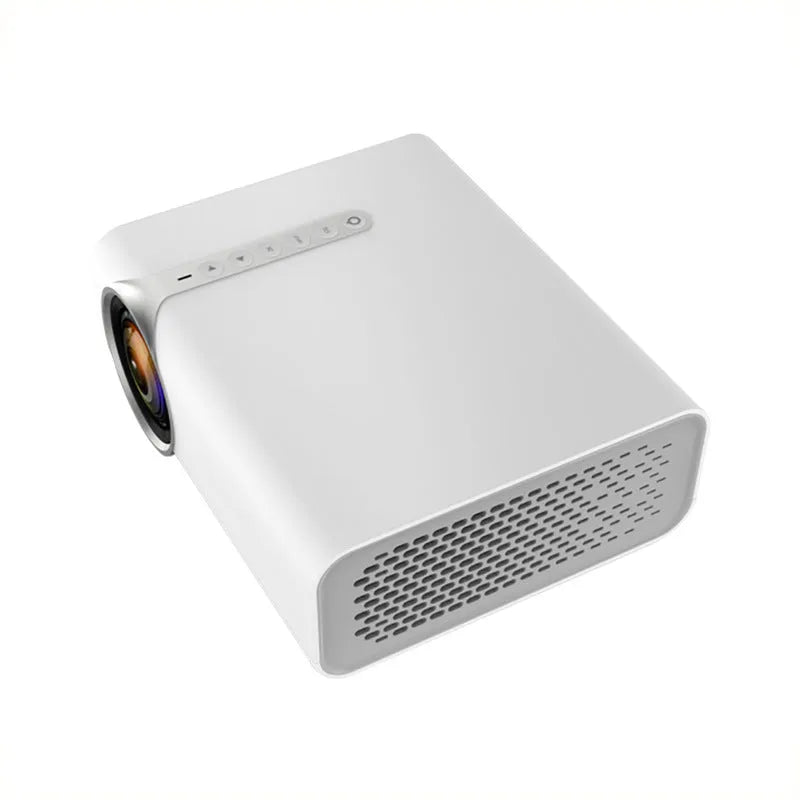 Black or white YG530 mini mobile phone projector on a table, projecting a wireless image.