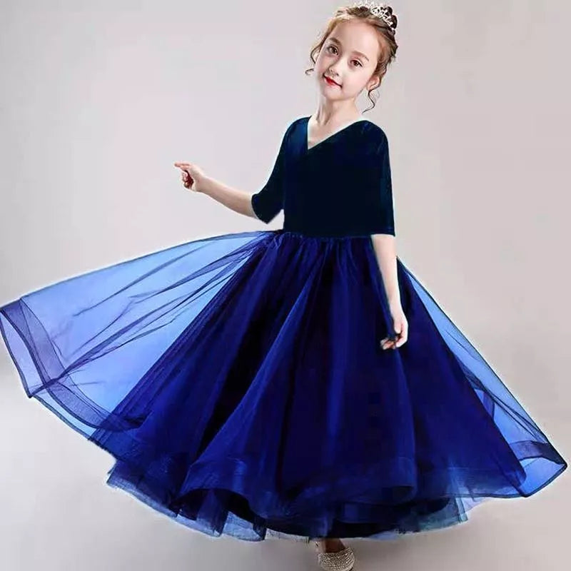 Children's knit princess dress in vibrant colours, sizes 100cm to 160cm