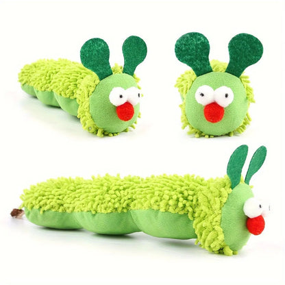 Green interactive plush cat toy pillow with attachable sports cat toys for no-battery play