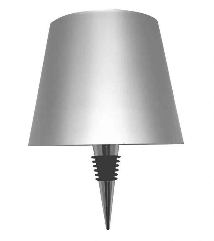 White and black LED wine bottle table lamps with USB charging and dimmable lighting on wooden surface